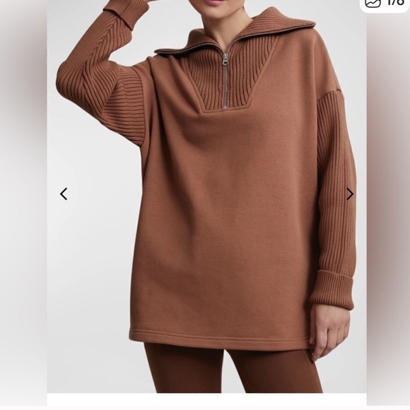 Varley Owens Half-Zip Sweat in Carbo brown size large - Picture 1 of 9